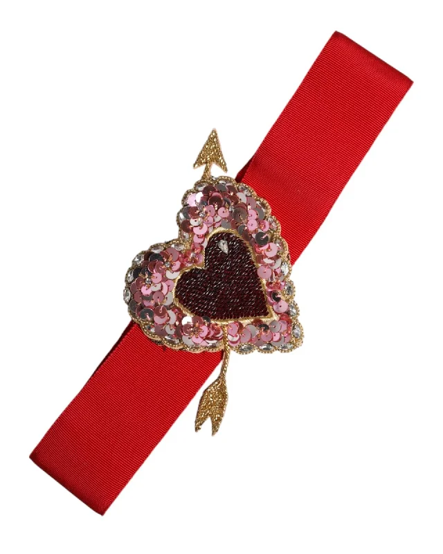 Dolce & Gabbana Sequined Heart Belt Women Red
