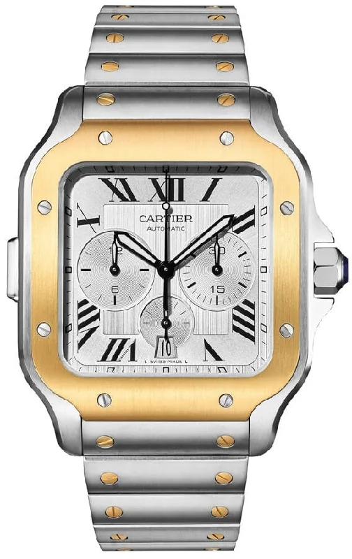 Cartier Santos De Cartier Chronograph Gold & Steel Men's Watch W2SA0008