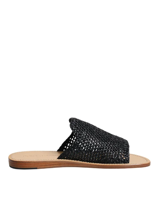 Dolce & Gabbana Woven Slipon Sandals Men Black