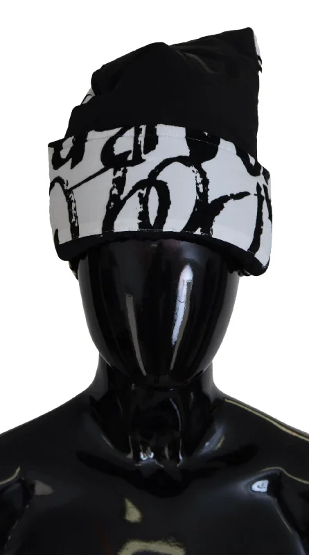 Dolce & Gabbana Abstract Print Beanie  BlackWhite