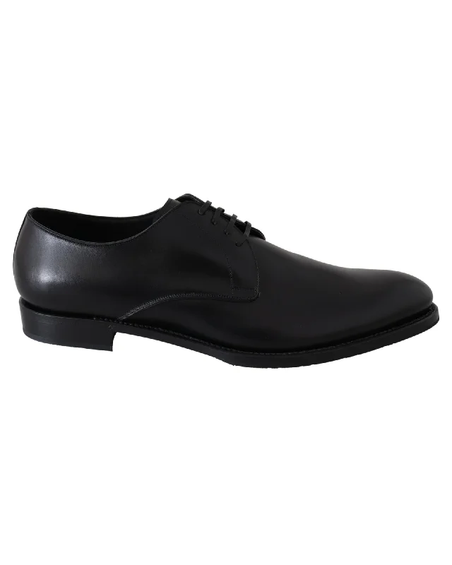 Dolce & Gabbana Leather Derby Shoes Formal Style Men Black Oxfords
