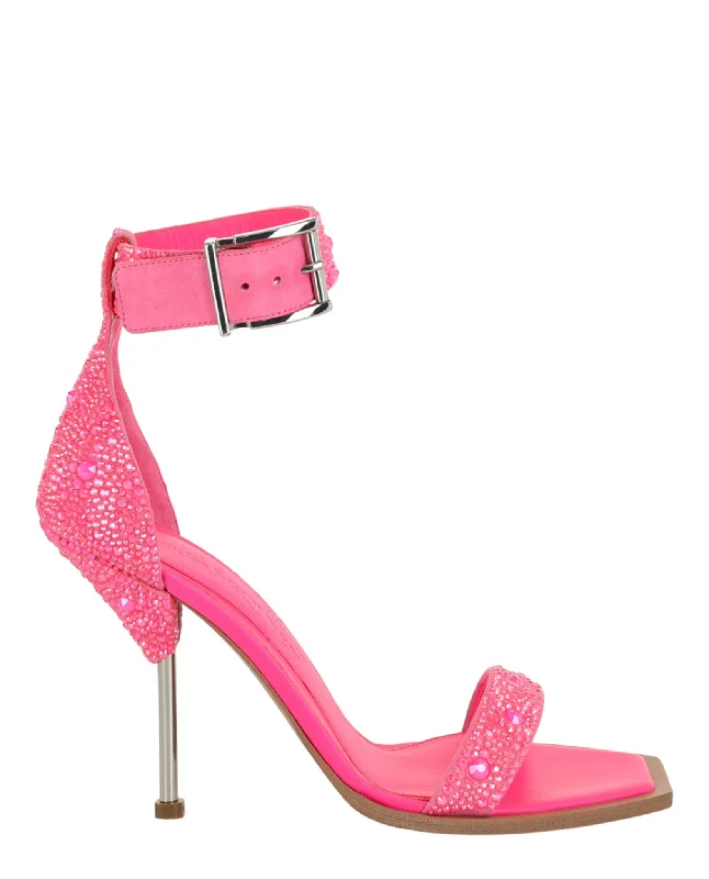 Alexander McQueen Womens Crystal Embellished Heel Sandals