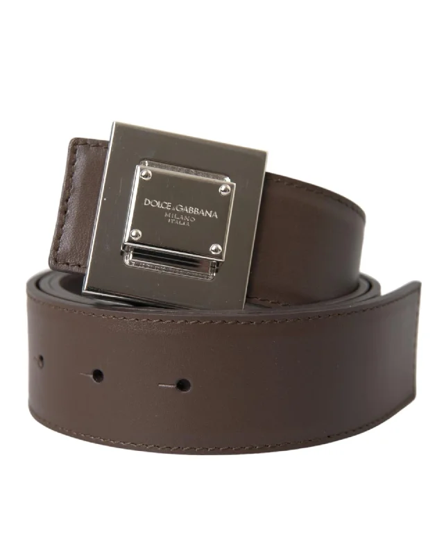Dolce & Gabbana  Men's Leather Belt with Silver Buckle