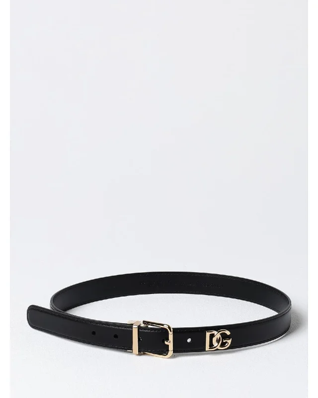 Dolce & Gabbana Leather Belt with Buckle Women Black