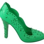 Dolce & Gabbana  Green Floral Rhinestone Pumps