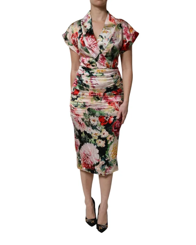 Dolce & Gabbana Floral Silk Dress Women Multicolor Dresses