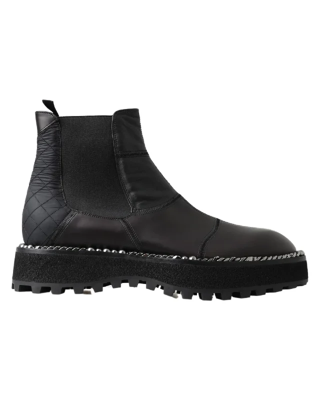 Dolce & Gabbana  Black Studded Ankle Boots