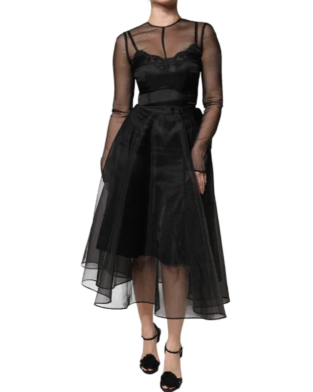 Dolce & Gabbana Black ALine Midi Dress