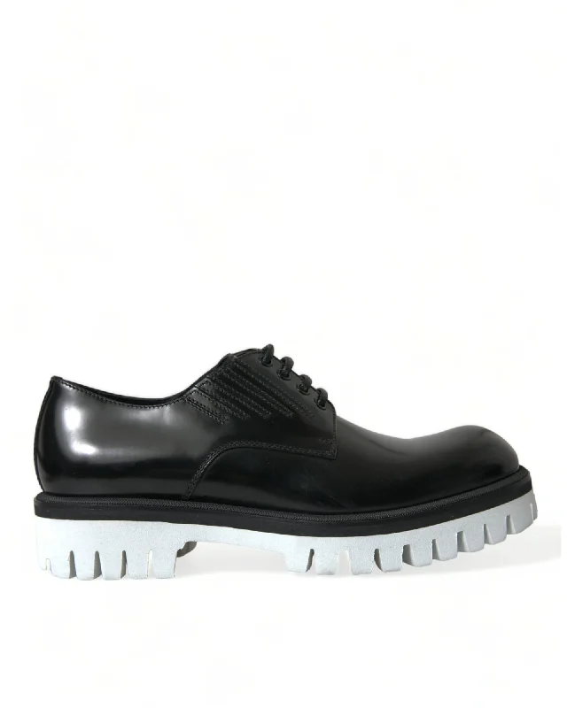 Dolce & Gabbana  Men's Black Leather Derby Lace-Up Shoes