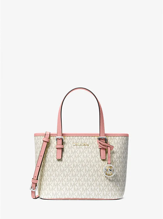 Michael Kors Jet Set Travel Extra-Small Logo Top-Zip Tote Bag Vanilla Pink 