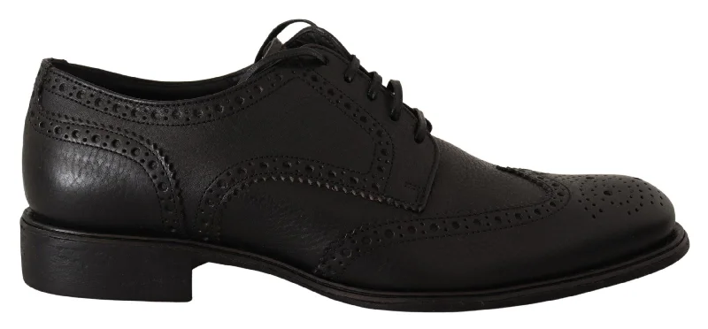 Dolce & Gabbana  Mens Black Leather Brogue Oxford Shoes