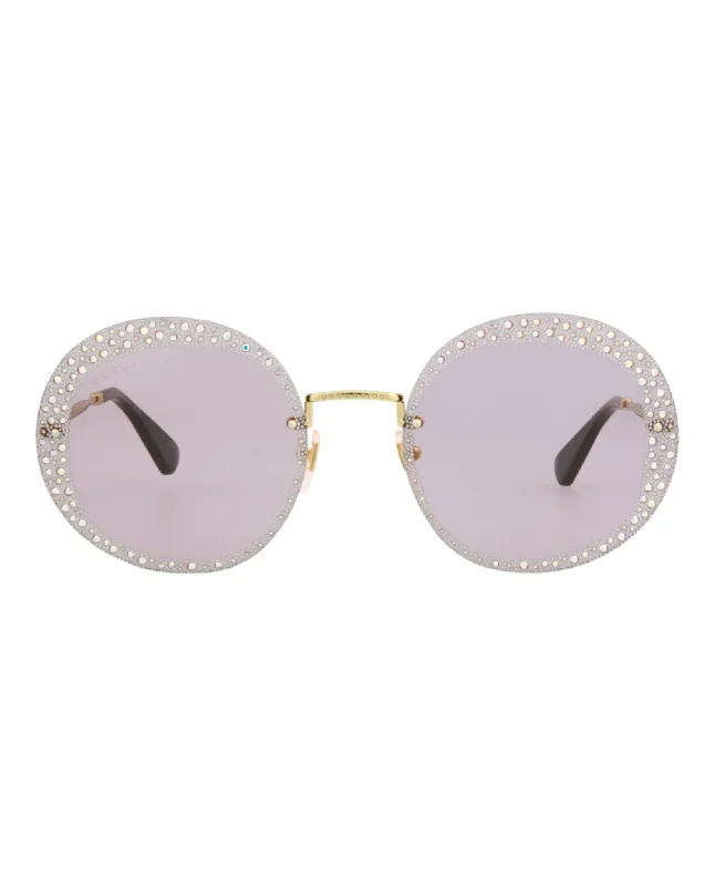 Gucci Womens Round/Oval Gold Gold Violet Fashion Designer Eyewear