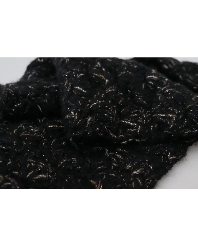 Dolce & Gabbana  Black and Gold Wool Scarf