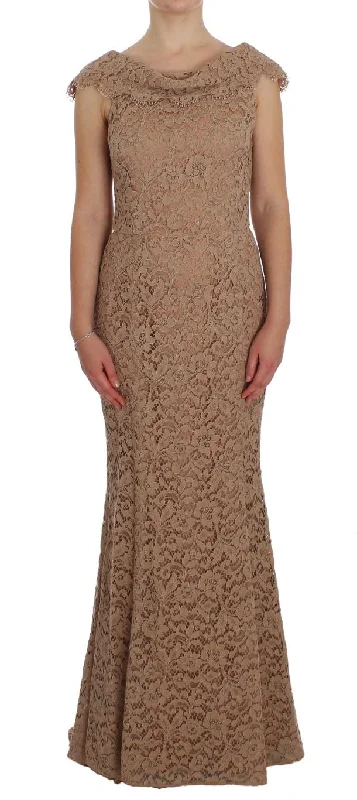 Dolce & Gabbana Floral Lace Maxi Sheath Dress
