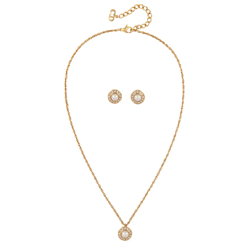 1980s Vintage Christian Dior Necklace And Earring Set