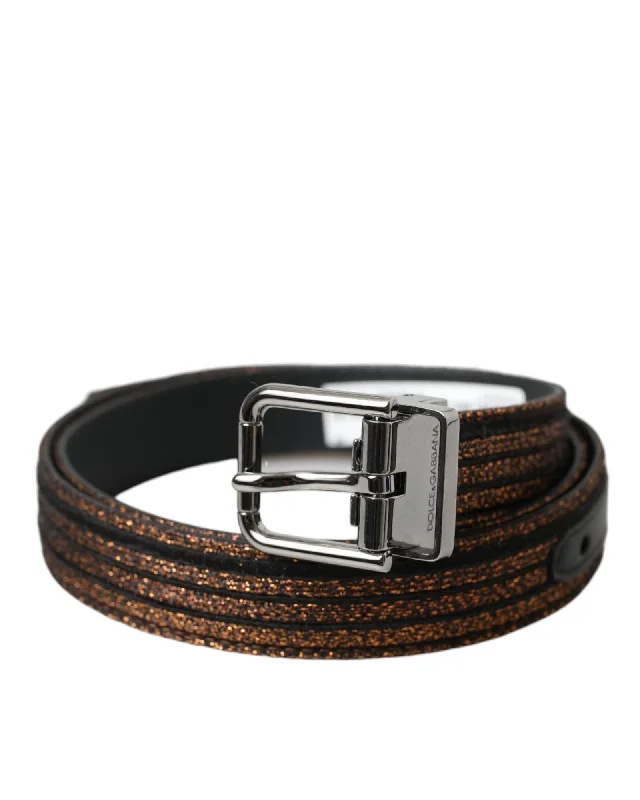 Dolce & Gabbana  Copper Glitter Leather Belt