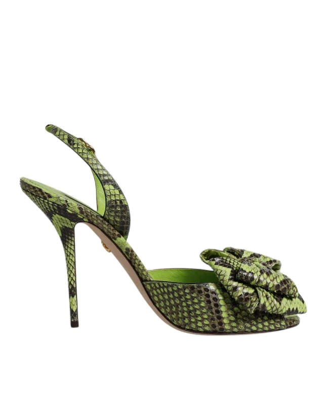 Dolce & Gabbana Stiletto Sandals Bow Detail Women Green