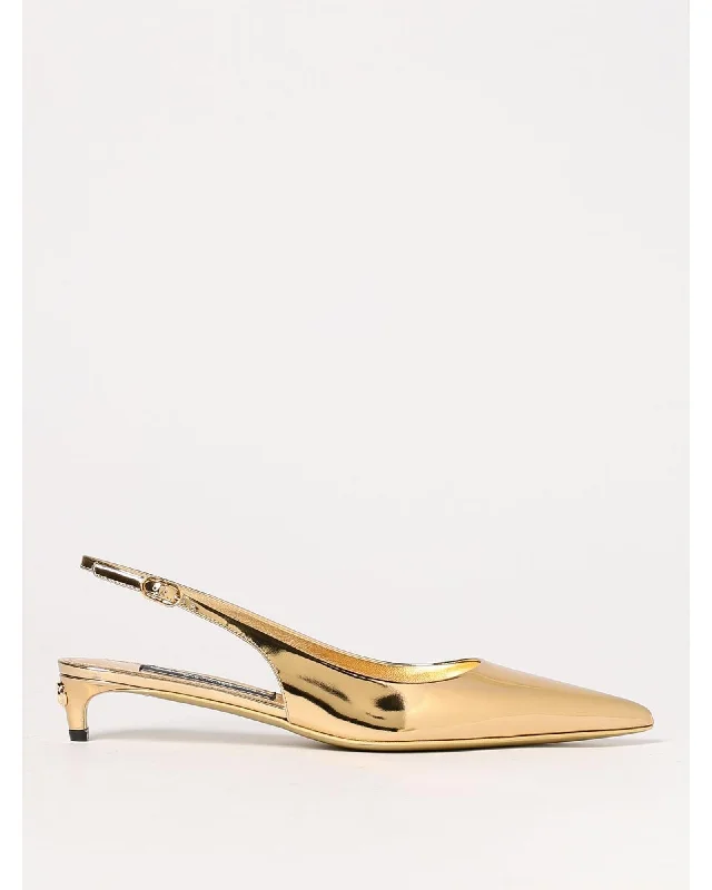 Dolce & Gabbana Kitten Heel Slingback Pumps Women Gold Pumps & Heels