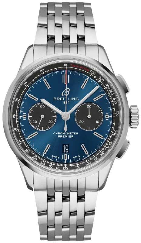 Breitling Premier B01 Chronograph 42 Blue Dial Steel Men's Watch AB0118A61C1A1