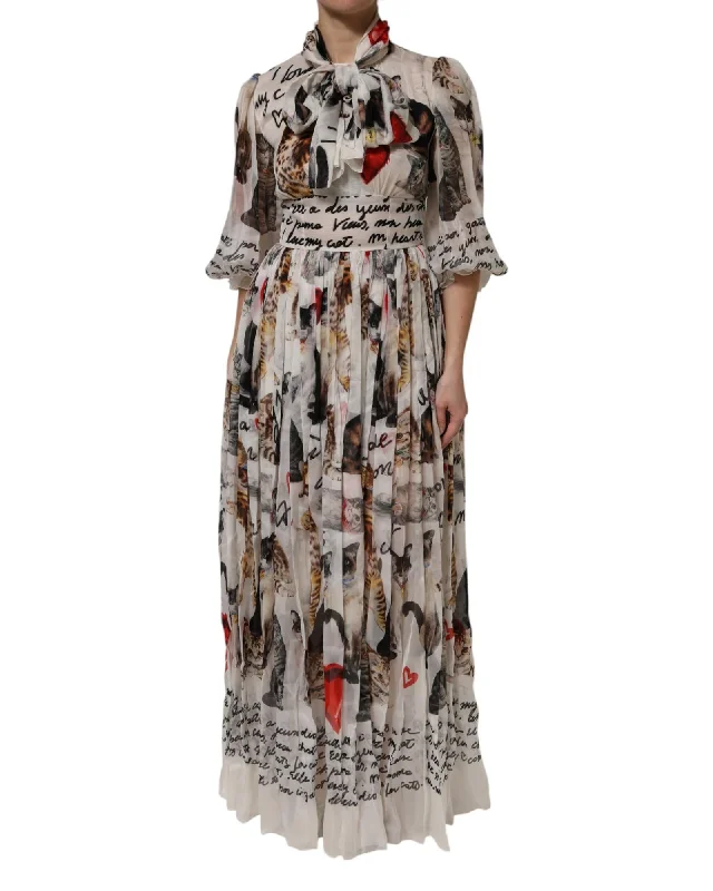 Dolce & Gabbana Printed Chiffon Maxi Dress Women Multicolor Dresses