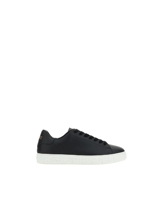 Versace Greca Sneakers Leather Casual Men Black
