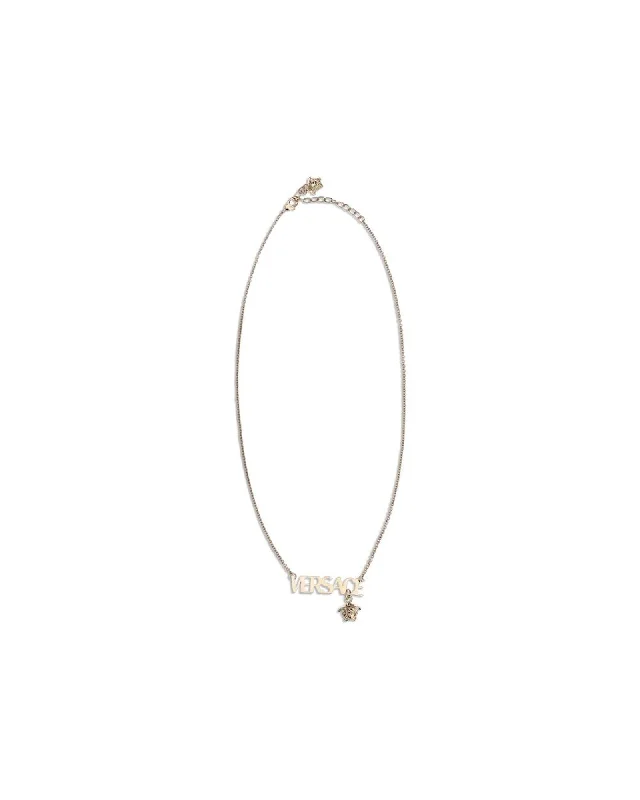 Versace Logo Medusa Charm Necklace Women Gold