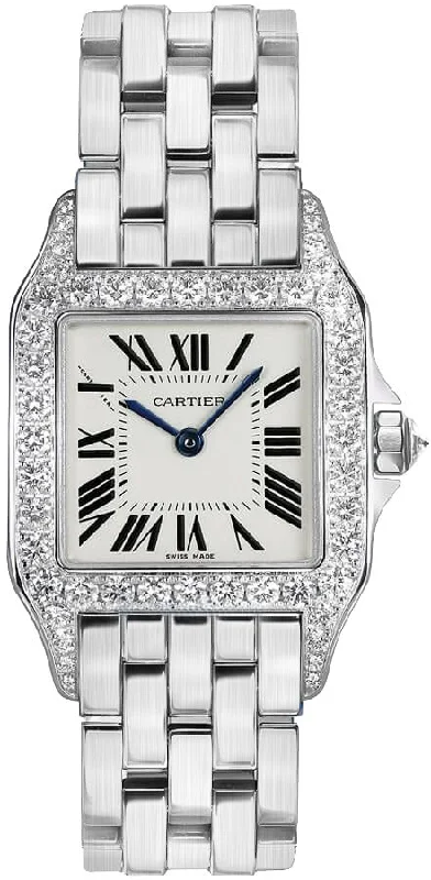 Cartier Santos Demoiselle Solid 18k White Gold Women's Watch WF9004Y8