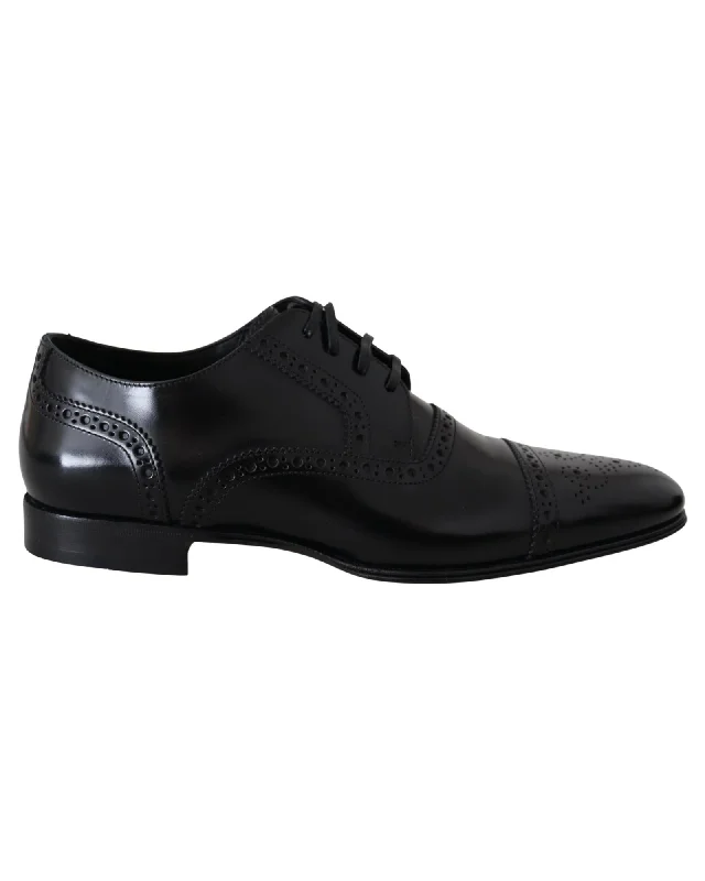 Dolce & Gabbana  Men's Black Leather Brogue Oxford Shoes