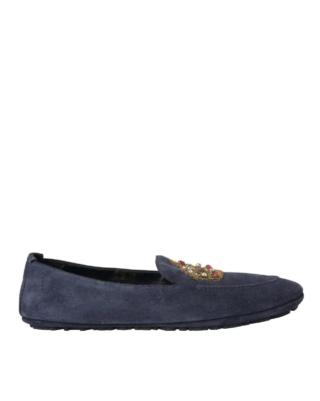 Dolce & Gabbana  Embellished Suede Loafers