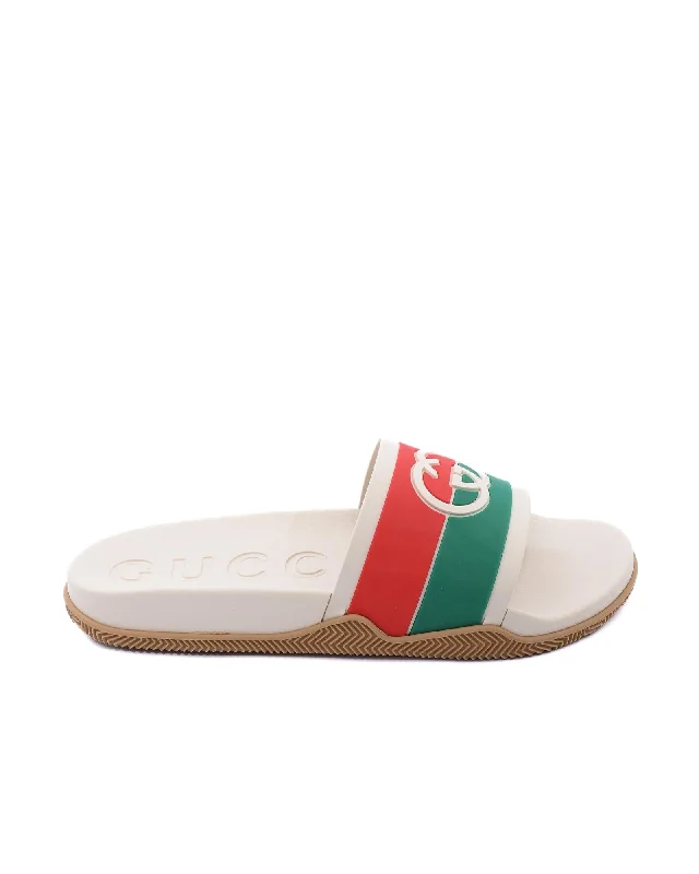 Gucci  GG Slide Sandals for Men - White