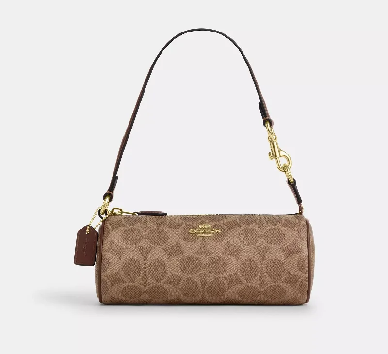 Coach Nolita Barrel Bag In Signature Canvas Tan Brown 