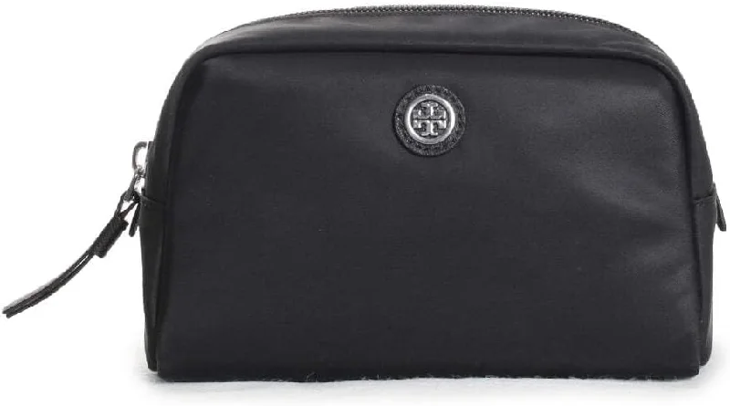 Tory Burch Women's Curved Nylon Cosmetic Case, Black