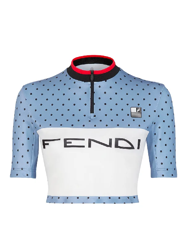 FENDI Light blue polka dot Lycra® top