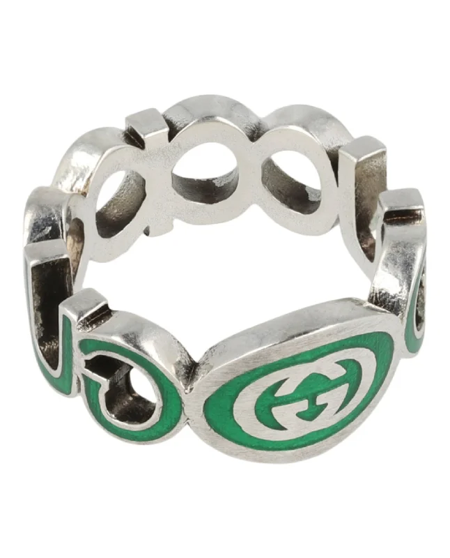 Gucci Mens Sterling Silver Interlocking G Ring