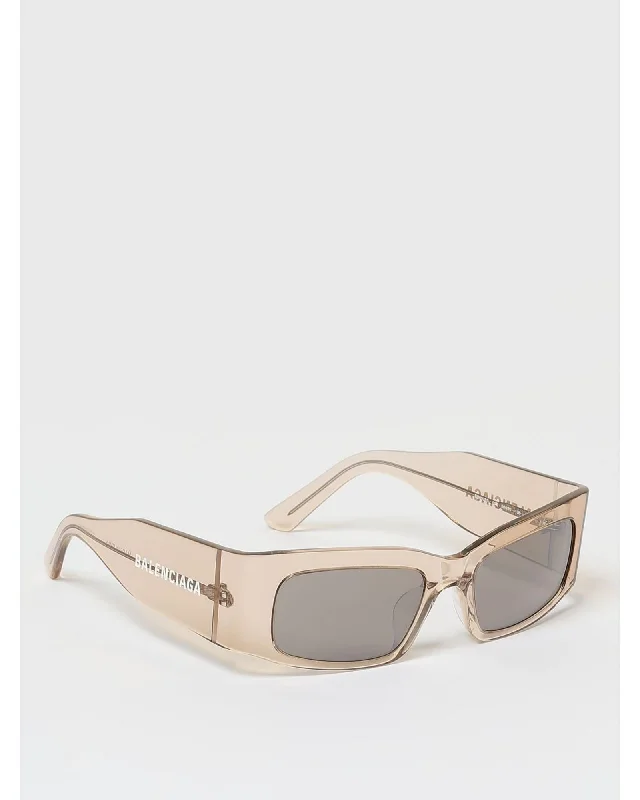 Balenciaga Sunglasses Rectangular Frame Beige Women Silver Sunglasses