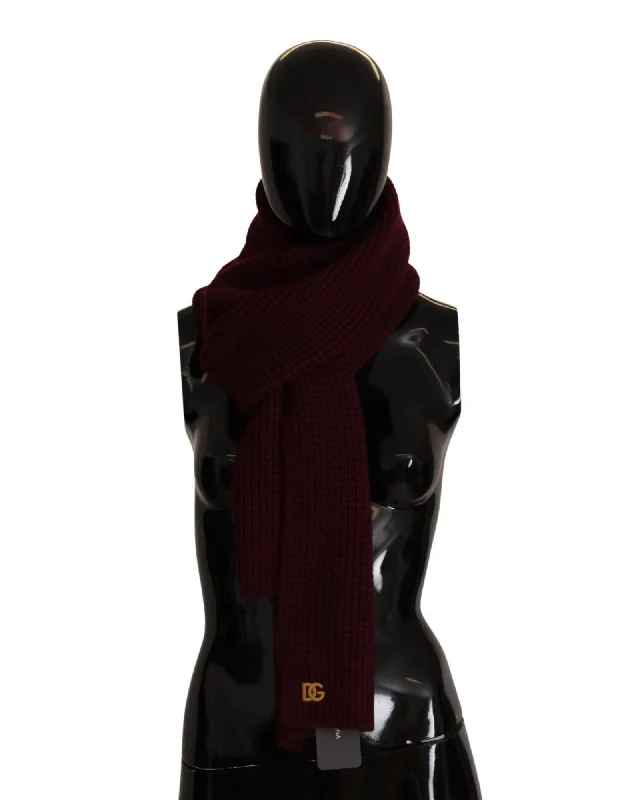 Dolce & Gabbana  Burgundy Cashmere Knit Scarf