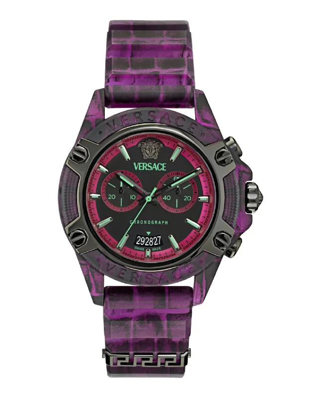 Versace Mens  Pink 44mm Strap Fashion Watch