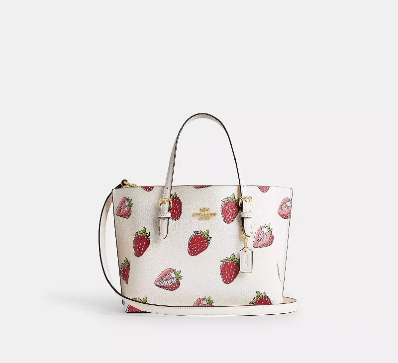 Coach Mollie Tote Bag 25 With Strawberry Print Bag Chalk Multi 