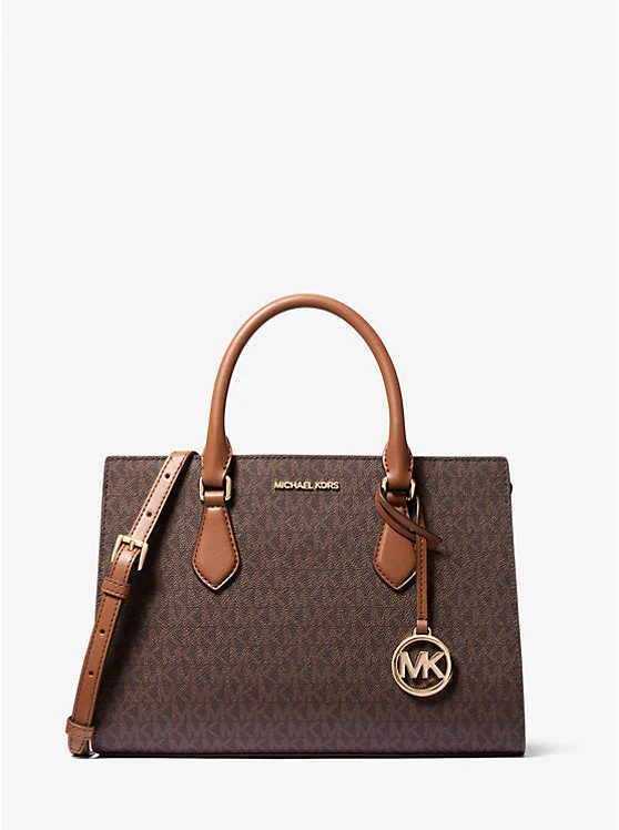 Michael Kors Sheila Medium Logo Satchel Brown 