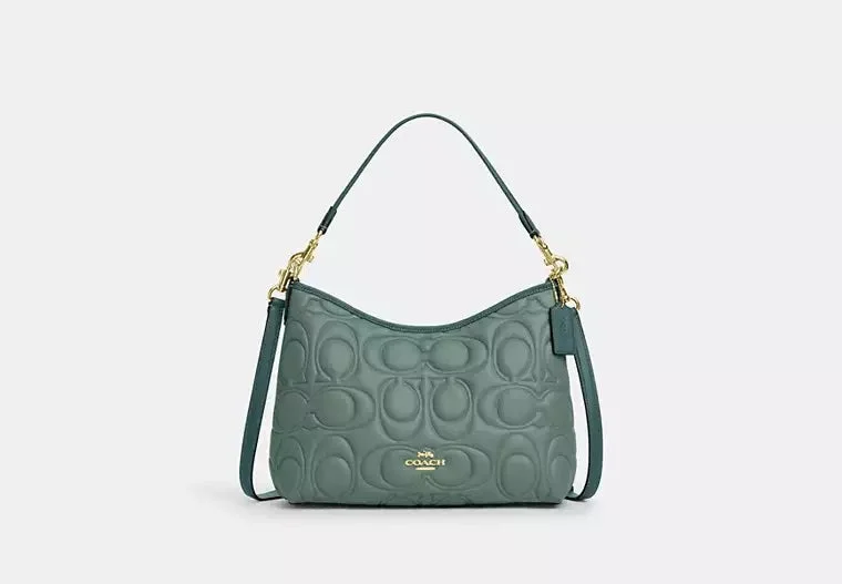 Coach Laurel Shoulder Bag In Blocked Signature Leather Bag Dark Turquoise 