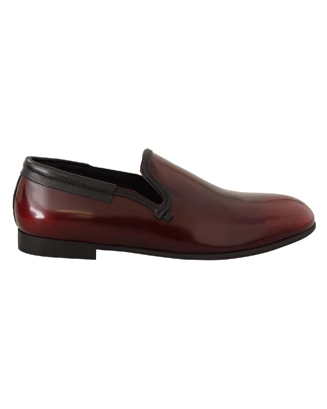 Dolce & Gabbana  Burgundy Leather Loafers for Men
