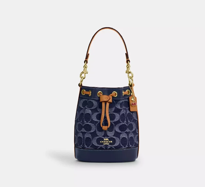 Coach Mini Bucket Bag In Signature Denim Natural 