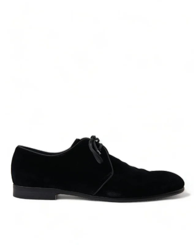 Dolce & Gabbana  Men's Black Velvet Derby Shoes