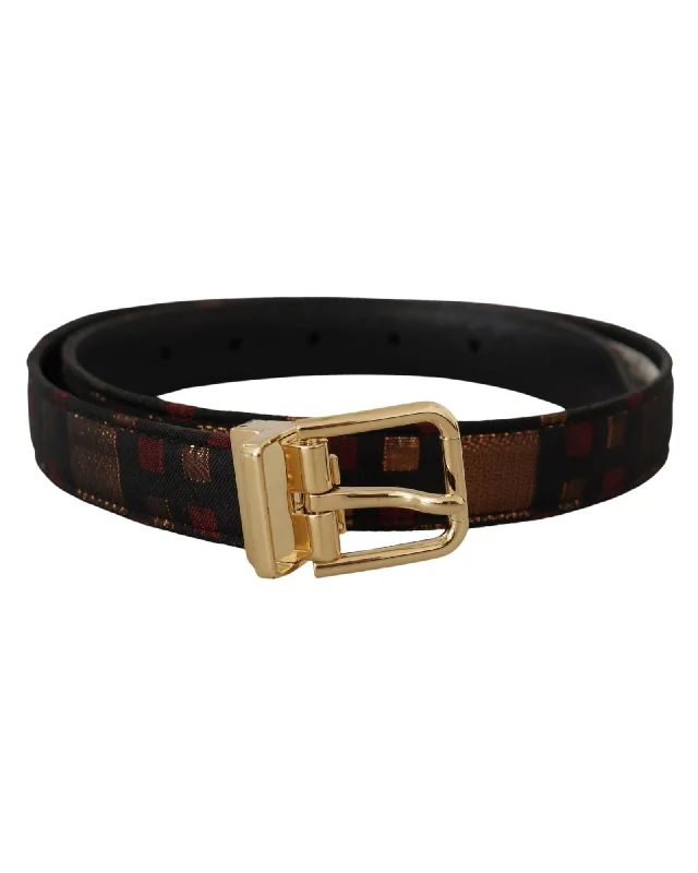 Dolce & Gabbana  DG Checkered Belt Black Gold Tone Buckle