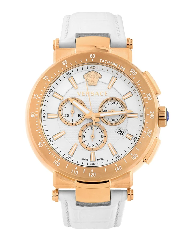 Versace Mens Mystique Chrono Rose Gold 46mm Strap Fashion Watch