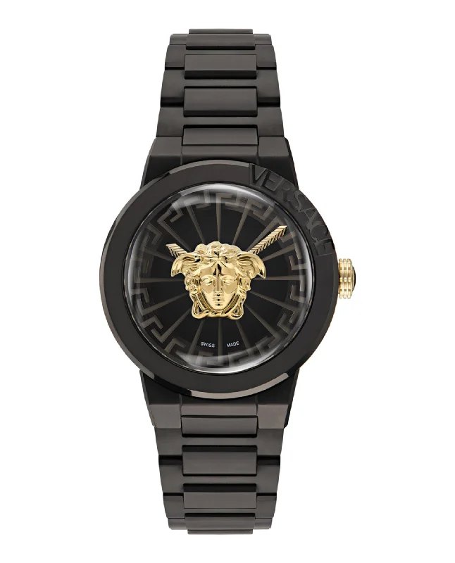 Versace Womens Medusa Infinite IP Black 38mm Bracelet Fashion Watch