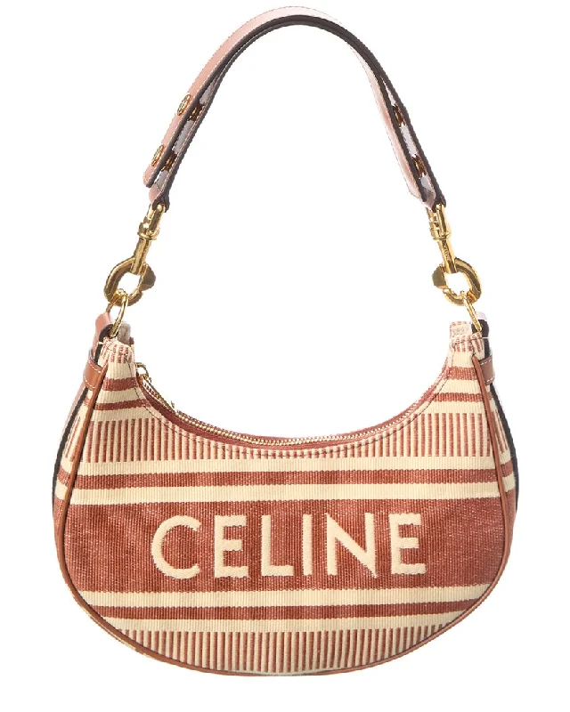 Celine Ava Medium Canvas & Leather Hobo Bag