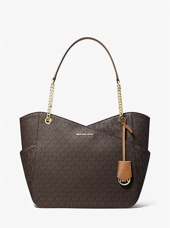 Michael Kors Jet Set Large Logo Shoulder Bag Brown 