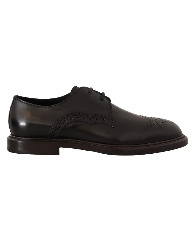 Dolce & Gabbana  Black Leather Brogue Lace-Up Oxford Shoes
