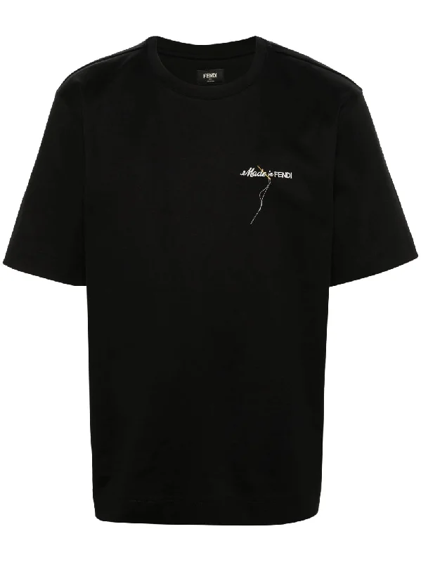 Fendi Made In Fendi T-Shirt Embroidered Black